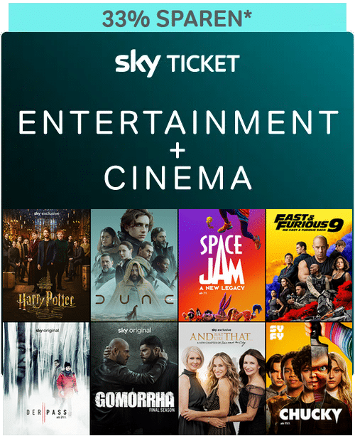 Sky Entertainment & Cinema Ticket ab 9,98€ mtl. sichern (33% Rabatt)