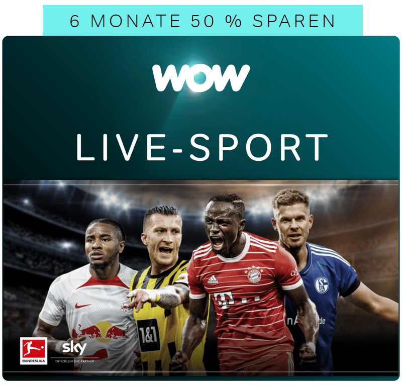 WOW Sport inkl. Bundesliga & Formel 1 Live ⚽️ JETZT: ab 14,99€ (50% Rabatt)