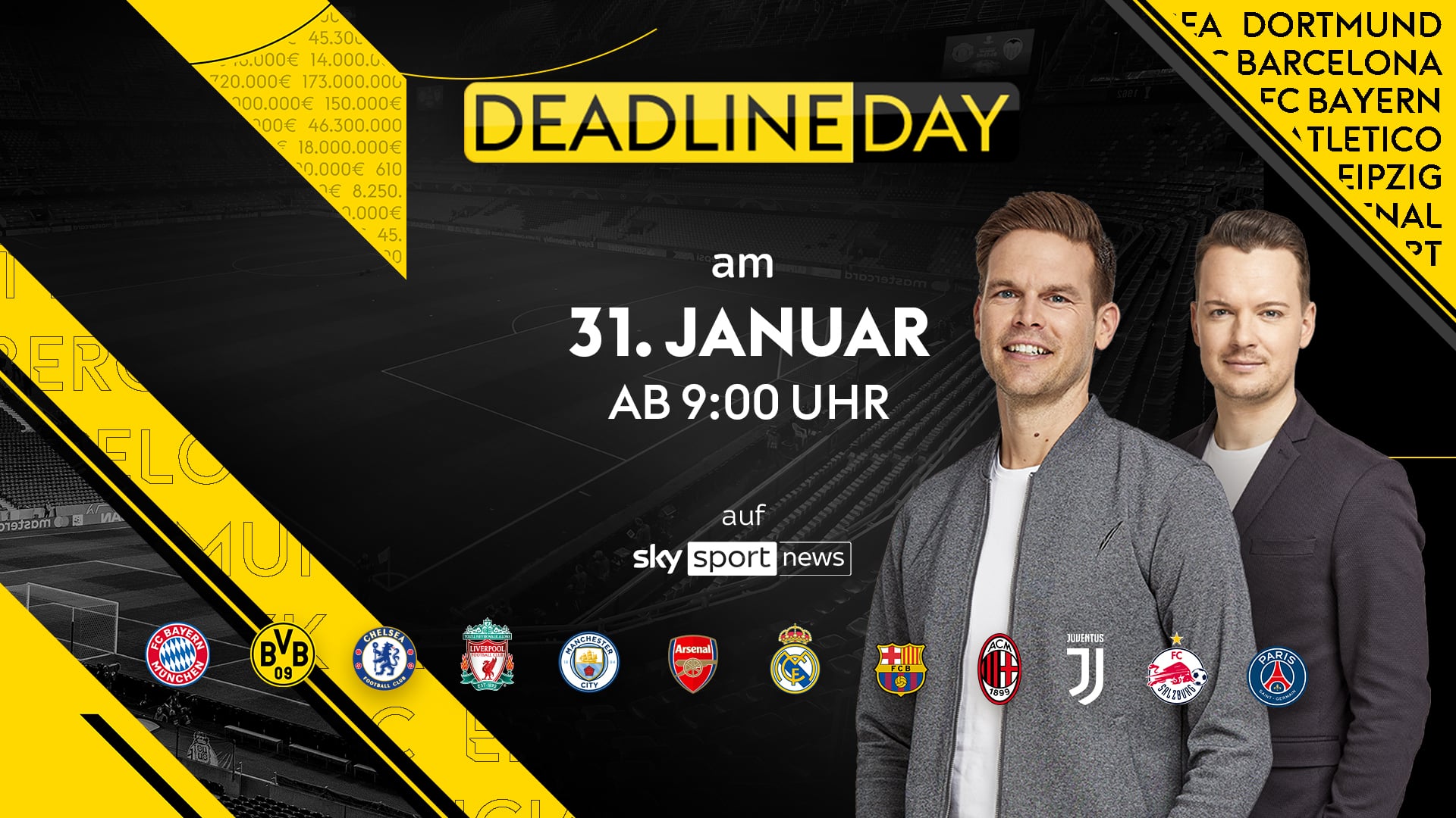 "Deadline Day" am Dienstag, 31.1. auf Sky Sport News