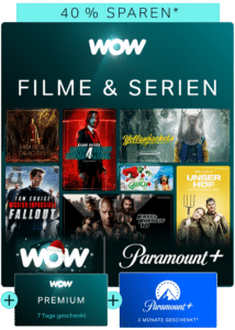 WOW Filme & Serien Angebot inkl. Paramount+ ab 5,98€ mtl. sichern (40% Rabatt)