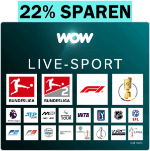 WOW Sport Angebot inkl. Bundesliga, 2. Liga, Formel 1, Premier League Live ⚽️ Abo ab 34,99€ mtl. (33% Rabatt)